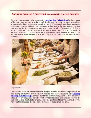 Rules For Running A Successful Restaurant Catering Business