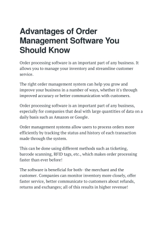Advantages of Order Management Software You Should Know