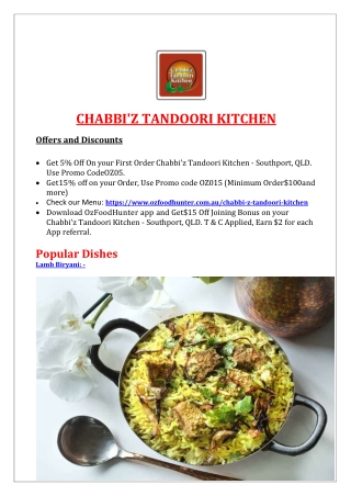 Chabbi'z Tandoori Kitchen Southport takeaway, QLD - 5% Off