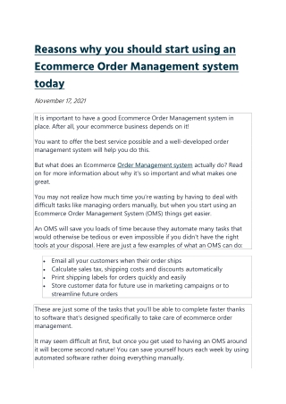 Reasons why you should start using an Ecommerce Order Management system today