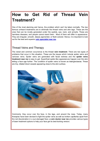 How to Get Rid of Thread Vein Treatment