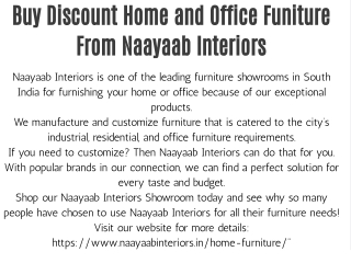 Buy Discount Home and Office Funiture From Naayaab Interiors