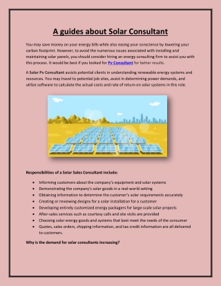 A guides about Solar Consultant