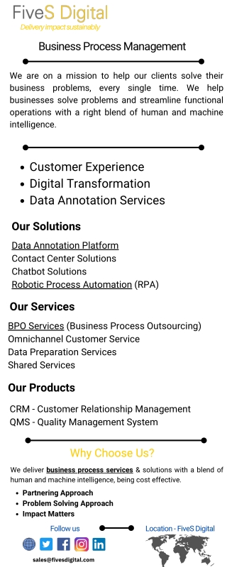 Busienss process management services & solution - Fivesdigital