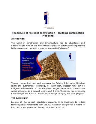 The future of resilient construction – Building Information Modeling-converted