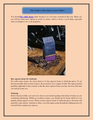 Why should we Buy Espresso beans Online.docx