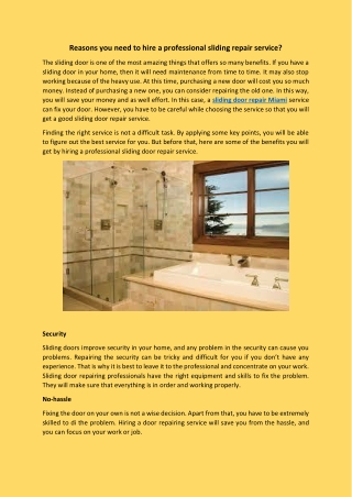 Reasons you need to hire a professional sliding repair service