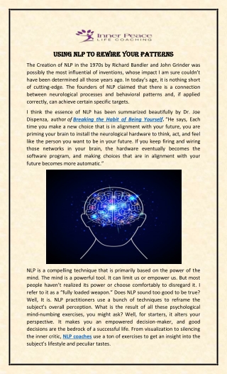 Using NLP to Rewire Your Patterns