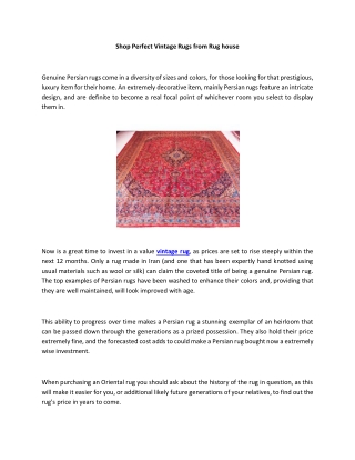 Shop Perfect Vintage Rugs from Rug house