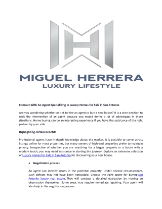 Connect With An Agent Specializing In Luxury Homes for Sale in San Antonio