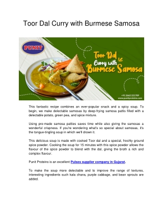 Punit Proteins - Recipe 1 - Toor Dal Curry with Burmese Samosa