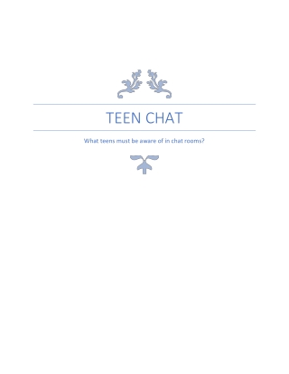 What teens must be aware of in chat rooms