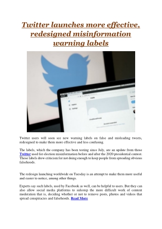 Twitter launches more effective, redesigned misinformation warning labels