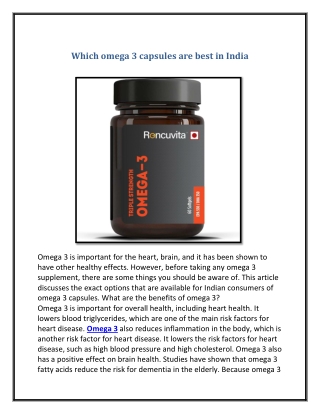 Which omega 3 capsules are best in India