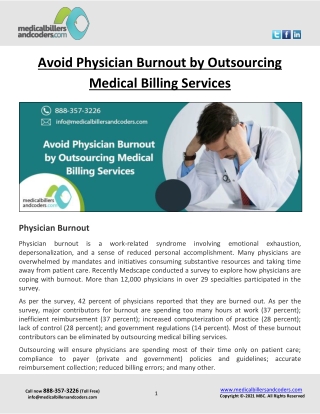 Avoid Physician Burnout by Outsourcing Medical Billing Services