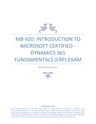 MB 920: Introduction to Microsoft Certified Dynamics 365 Fundamentals (ERP) Exam