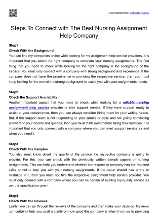 Steps To Connect with The Best Nursing Assignment