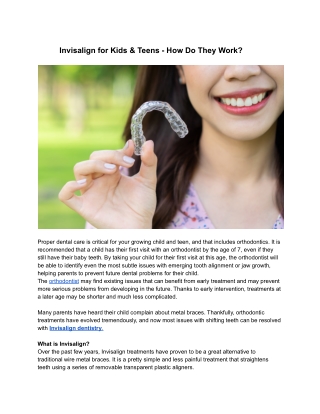 Invisalign for Kids & Teens - How Do They Work_