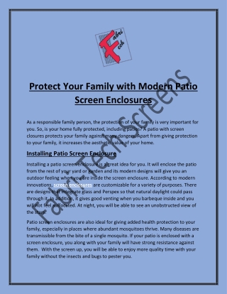 Protect Your Family with Modern Patio Screen Enclosures | Fabri-Tech Screens