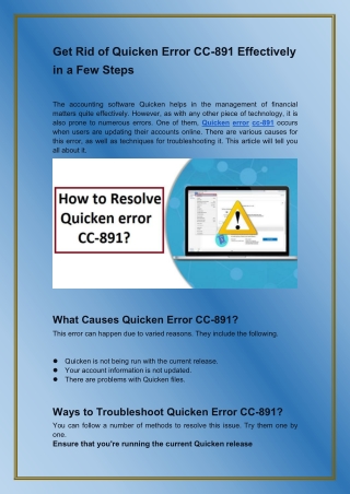 Get Rid of Quicken Error CC-891 Effectively in a Few Steps