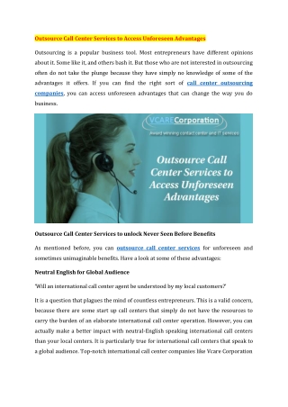 Outsource Call Center Services to unlock Never Seen Before Benefits