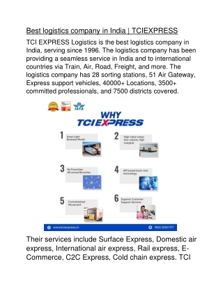 Best logistics company in India | TCIEXPRESS