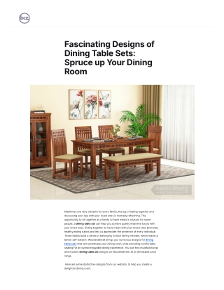 Fascinating Designs of Dining Table Sets: Spruce up Your Dining Room