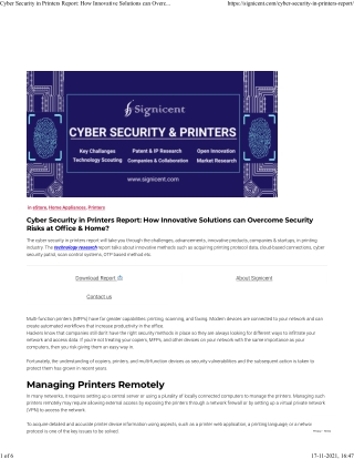 Cyber Security in Printers Report: How Innovative Solutions can Overcome Securit