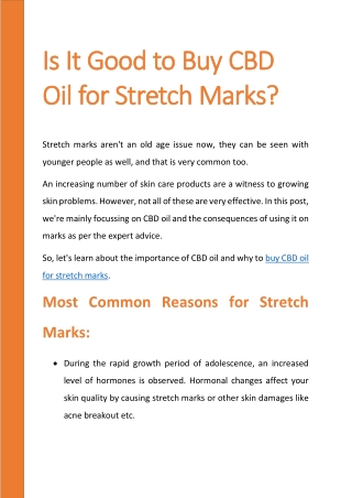 Is It Good to Buy CBD Oil for Stretch Marks
