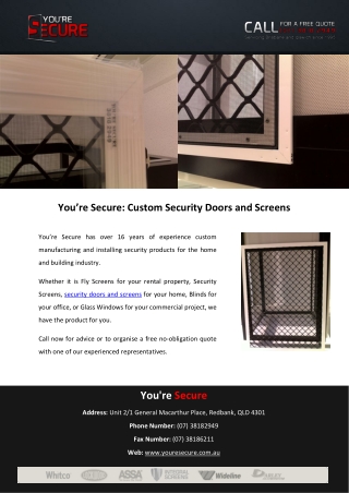 You’re Secure: Custom Security Doors and Screens