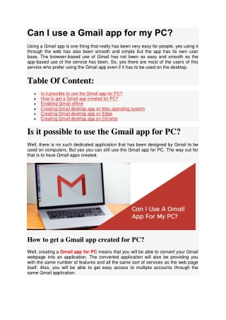 Can I use a Gmail app for my PC?