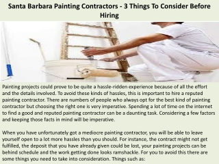 Santa Barbara Painting Contractors - 3 Things To Consider Before Hiring