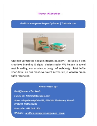 Grafisch vormgever Bergen Op Zoom | Tookools.com