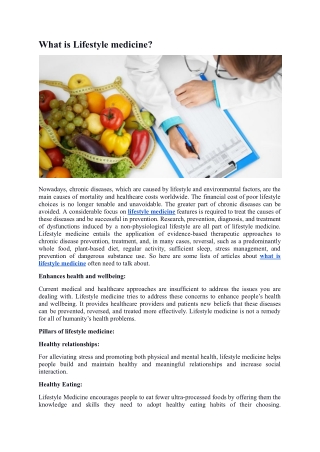 What is Lifestyle medicine