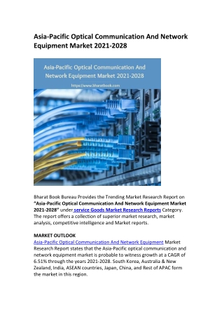 Asia-Pacific Optical Communication And Network Equipment Market 2021-2028