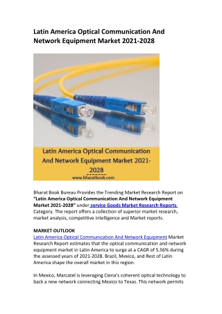 Latin America Optical Communication And Network Equipment Market 2021-2028