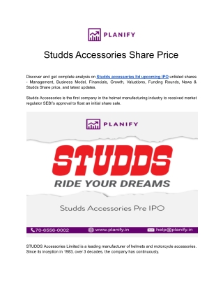 Studds Accessories Pre IPO