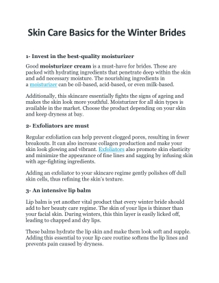 Skin Care Basics for the Winter Brides