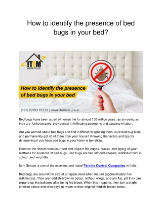 How to identify the presence of bed bugs in your bed