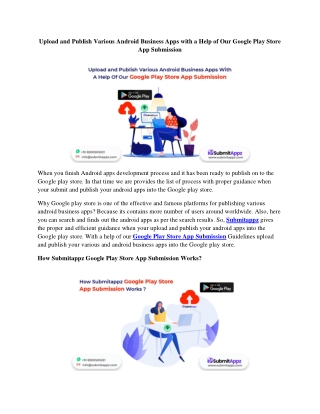 Upload and Publish Various Android Business Apps with a Help of Our Google Play Store App Submission