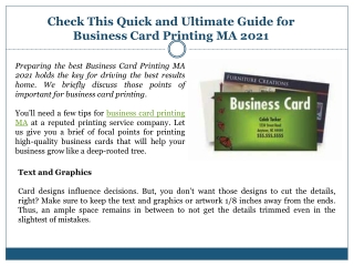 Check This Quick and Ultimate Guide for Business Card Printing MA 2021