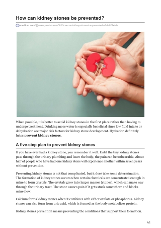 How can kidney stones be prevented