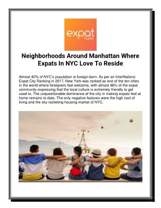 Neighborhoods Around Manhattan Where Expats In NYC Love To Reside
