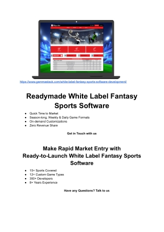 White Label Fantasy Sports Software Development