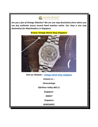 Browse Vintage Watch Shop Singapore