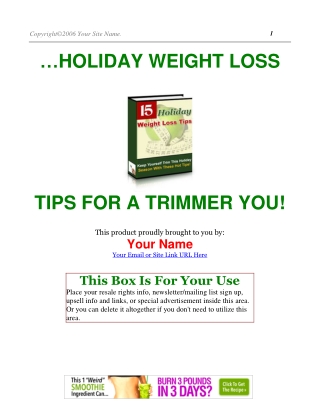 Holiday Weight Loss Tips