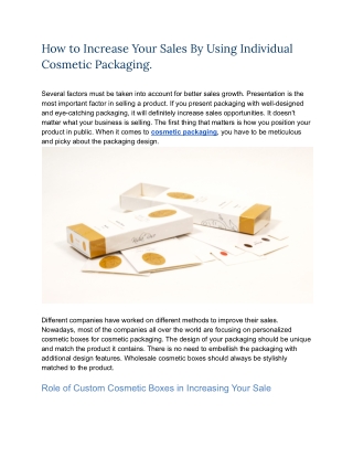 How to Increase Your Sales By Using Individual Cosmetic Packaging.