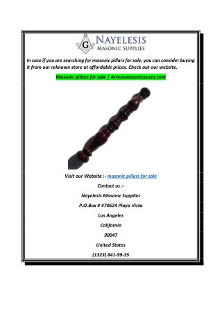 Masonic pillars for sale  Arreosmasonicosusa.com