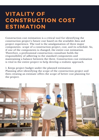 Vitality of Construction Cost Estimation