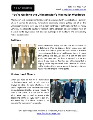 You’re Guide to the Ultimate Men’s Minimalist Wardrobe